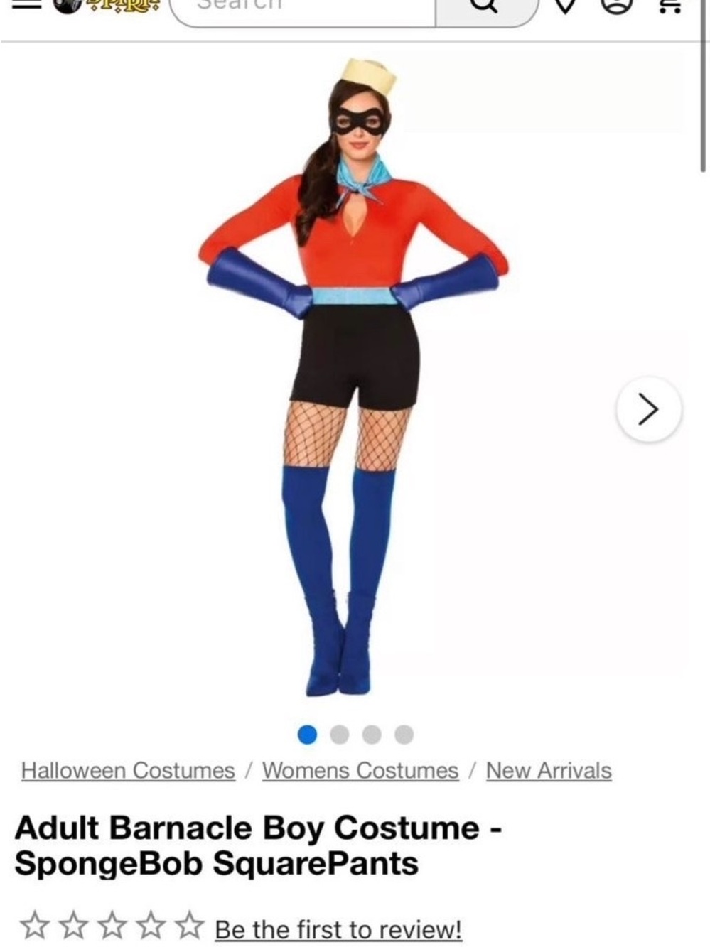 Women’s Adult Barnacle Boy Halloween Costume XL SpongeBob SquarePants